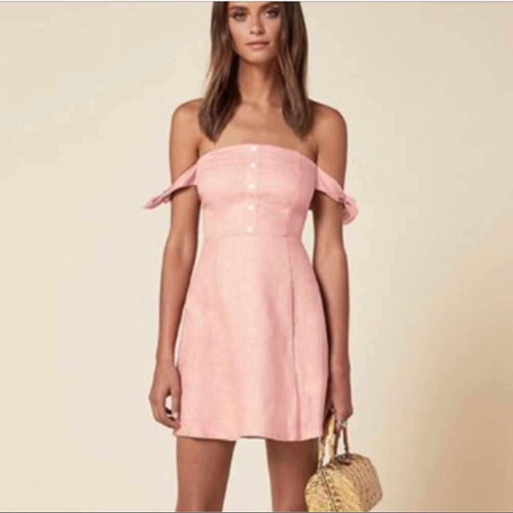 Pink Linen Reformation Dress